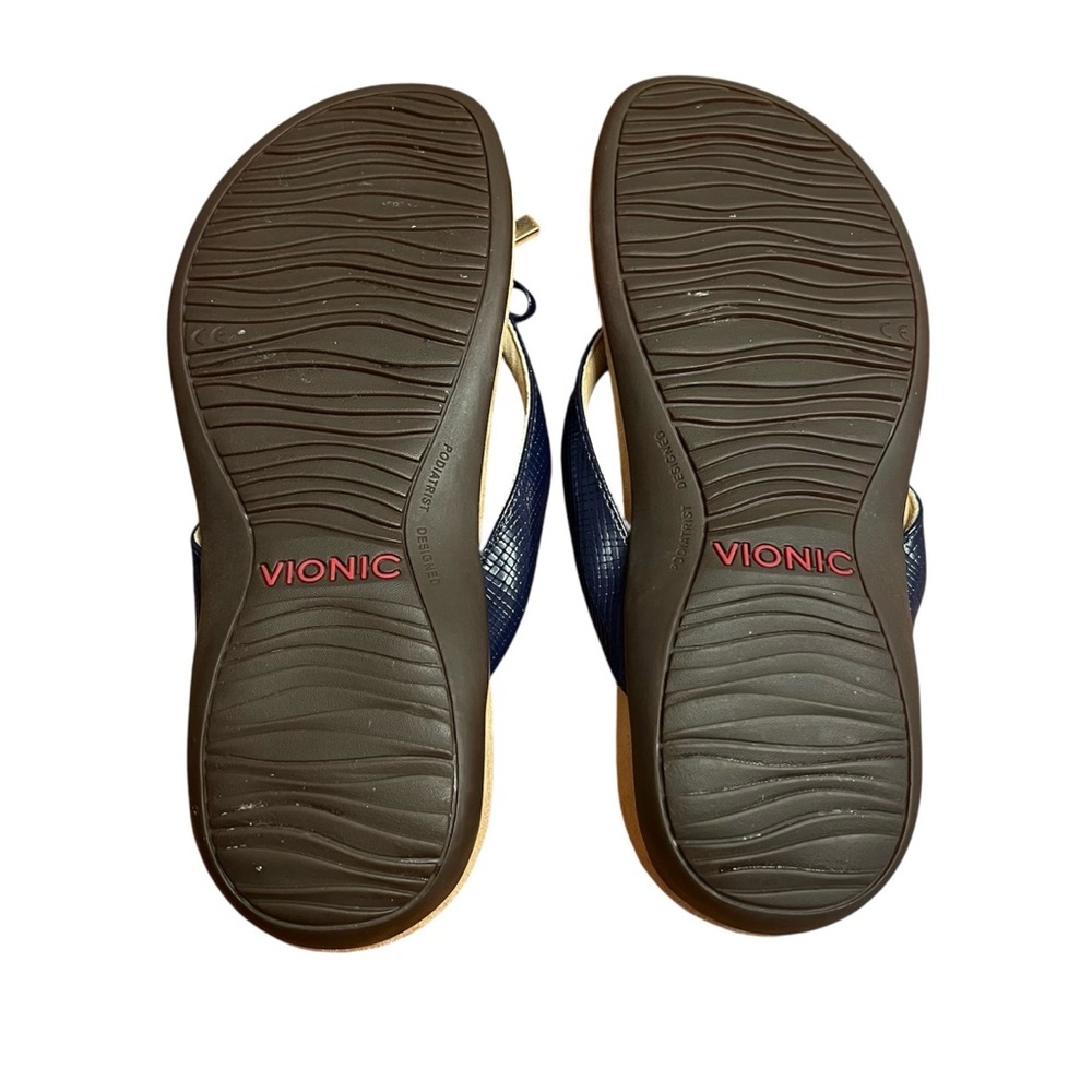 Vionic Bella Navy Strap Thong Sandal Size 6.5M - Picture 6 of 7